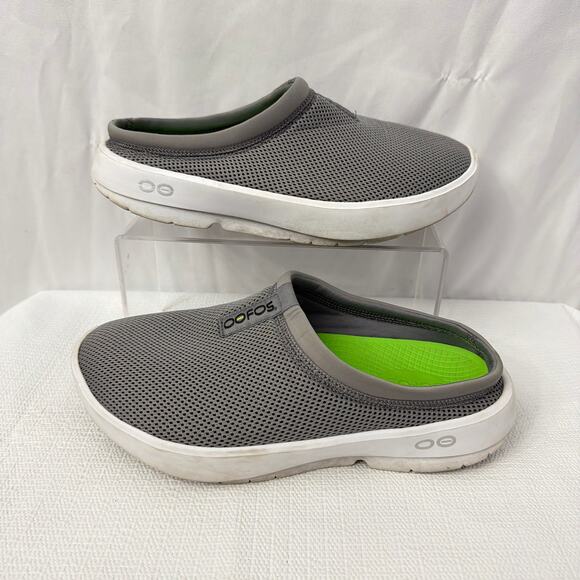 Oofos Shoes Men's Size 8 Oocoozie Sport Mule Slip On Gray White Recovery - Picture 6 of 8